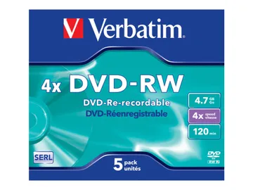 Verbatim DataLifePlus — 4.7 Go 4x, boîtier CD, 5 x DVD-RW