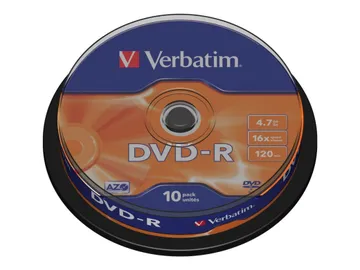 Verbatim 10 x DVD-R — argent mat, spindle