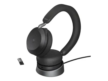 Jabra Evolve2 75 Micro-casque — Bluetooth, sans fil, USB-A, avec support de chargement, Certifié pour Microsoft Teams