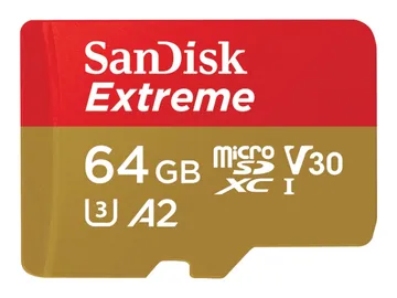SanDisk Extreme — microSDXC UHS-I, 64 Go, réf. SDSQXAH-064G-GN6MA
