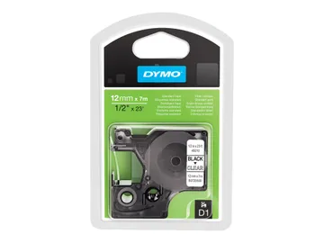 Dymo D1 Auto-adhésif — pour LabelMANAGER 100, Wireless PnP; LabelPOINT 250, noir sur transparent
