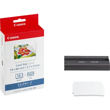 Canon Jeu d'encre couleur et de papier autocollant au format 54 x 86 mm — 18 feuilles, Canon SD1100, CP-100