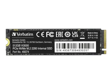 Verbatim Vi3000 SSD — M.2 2280, PCIe 3.0 x4 (NVMe), interne, 512 Go