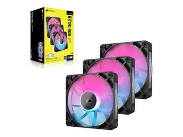 Corsair iCUE Link RX120 RGB Triple Starter Kit — 120 mm, noir (pack de 3), Ventilateur châssis