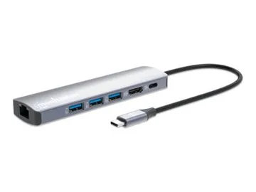 Manhattan Station d'accueil — USB-C, HDMI, 1GbE, réf. 153959