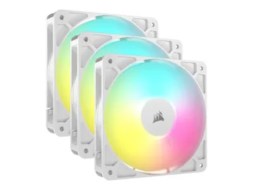 Corsair RS120 ARGB Triple Pack — 120 mm, blanc (pack de 3), Ventilateur châssis