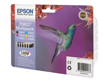 Epson T0807 Multipack — 44.4 ml, pour Stylus Photo P50, PX650, lot de 6