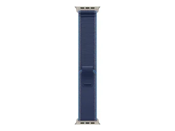 Apple Boucle pour montre intelligente — 49 mm, pour Watch Hermès Series 12, SE 3, finition titane naturel, taille P/M, bleu/bleu vif