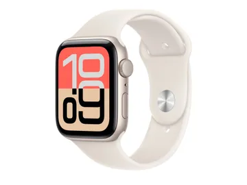 Apple Watch SE 3 (GPS + Cellular) — 44 mm, Wi-Fi 4, aluminium droit, fluoroélastomère