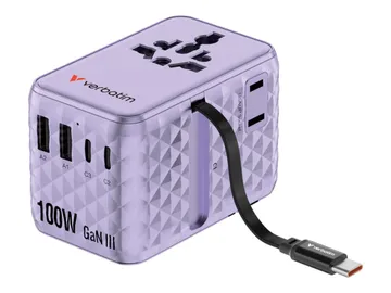 Verbatim Charge 'n' Travel — avec câble USB-C rétractable, 100 Watt, 10 A