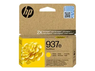 HP 937e EvoMore 20 ml — pour Officejet Pro 9110b, 9120, 9120b, jaune, réf. 4S6W8NE#LS2