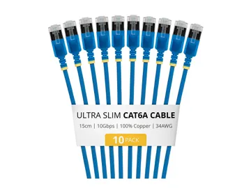 StarTech.com Startech — RJ-45 (M) pour RJ-45 (M), 3.7 mm, CAT 6a, lot de 10, 15 cm, bleu (pack de 10)