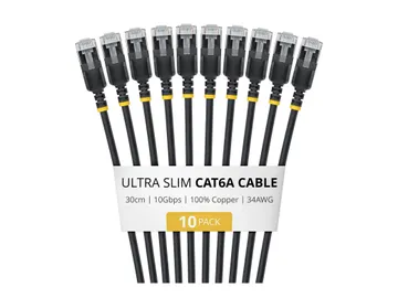 StarTech.com Startech — RJ-45 (M) pour RJ-45 (M), 3.7 mm, CAT 6a, lot de 10, 30 cm, noir (pack de 10)