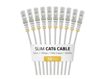 StarTech.com Startech — RJ-45 (M) pour RJ-45 (M), 3.6 mm, CAT 6, lot de 10, 50 cm, gris (pack de 10)