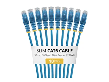 StarTech.com Startech — RJ-45 (M) pour RJ-45 (M), 3.6 mm, CAT 6, lot de 10, 50 cm, bleu (pack de 10)