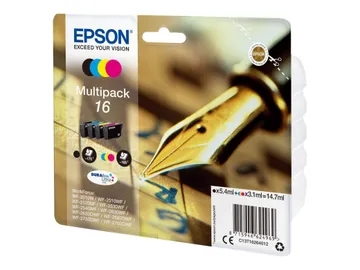 Epson 16 Multipack — pour WorkForce WF-2010, 2510, 2520, lot de 4, réf. C13T16264012