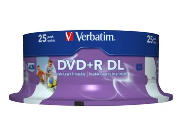 Verbatim 25 x DVD+R DL — surface imprimable large, spindle