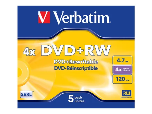 Verbatim DataLifePlus — 4.7 Go 4x, boîtier CD, 5 x DVD+RW