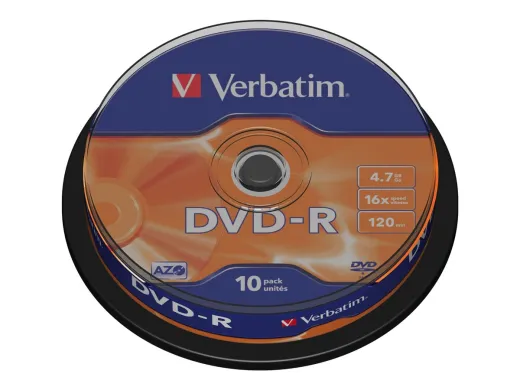 Verbatim 10 x DVD-R — argent mat, spindle
