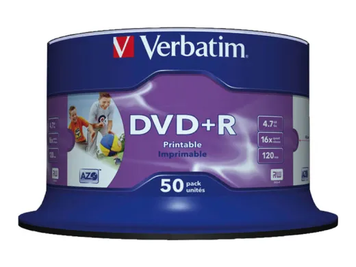 Verbatim 50 x DVD+R — noyau intérieur imprimable, spindle