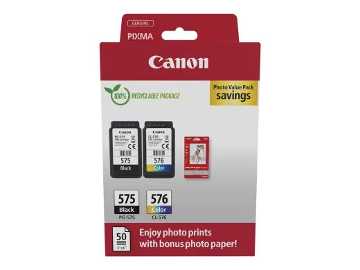 Canon PG-575/CL-576 Photo Paper Value Pack — lot de 2