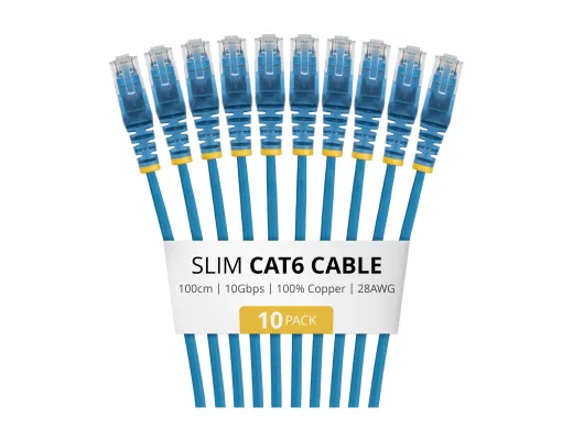 StarTech.com Startech — RJ-45 (M) pour RJ-45 (M), 3.6 mm, CAT 6, lot de 10, 1 m, bleu (pack de 10)