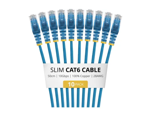 StarTech.com Startech — RJ-45 (M) pour RJ-45 (M), 3.6 mm, CAT 6, lot de 10, 50 cm, bleu (pack de 10)