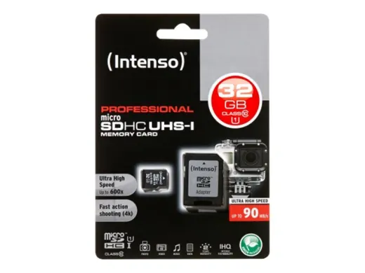 Intenso Carte mémoire flash (adaptateur microSDHC — UHS Class 1 / Class10, SD inclus(e)), microSDHC UHS-I, 32 Go